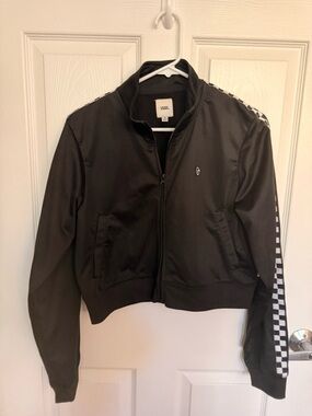 Vans Black Bomber Jacket with Checker Stripe Sleeves